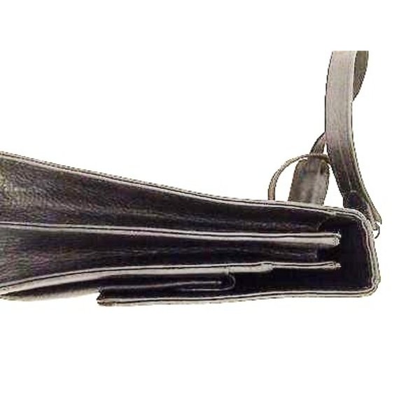Amiet Italian Leather Black Briefcase Crossbody Executive Vintage Shoulder Bag - Picture 4 of 10